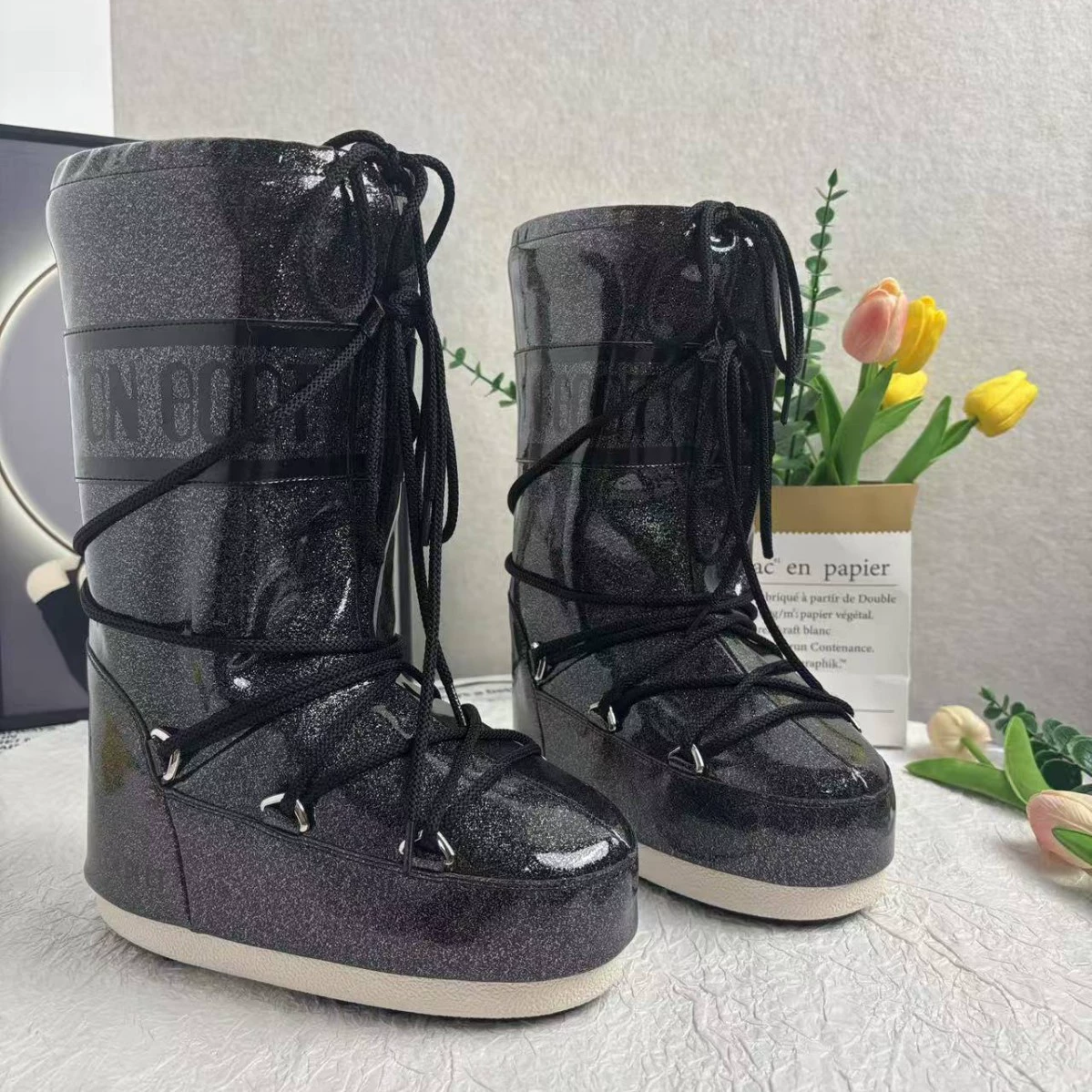 Теплые зимние нескользящие лыжные высокие сапоги, оптом