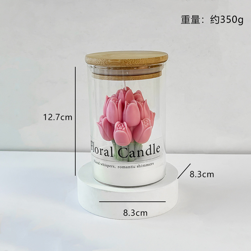 郁金香花卉香薰蜡烛家居氛围感情人节礼物花朵香薰玻璃杯蜡批发|undefined