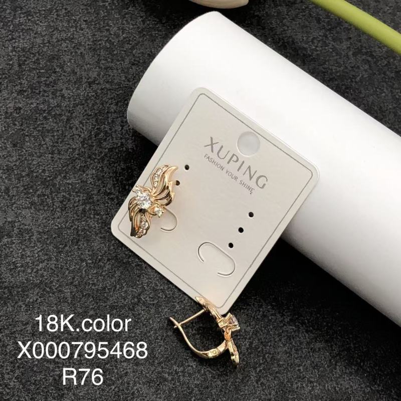 Pendientes de aro Xuping transfronterizos rusos de 18k con incrustaciones de diamantes, joyería de lujo ligero de alta gama al por mayor para mujer.