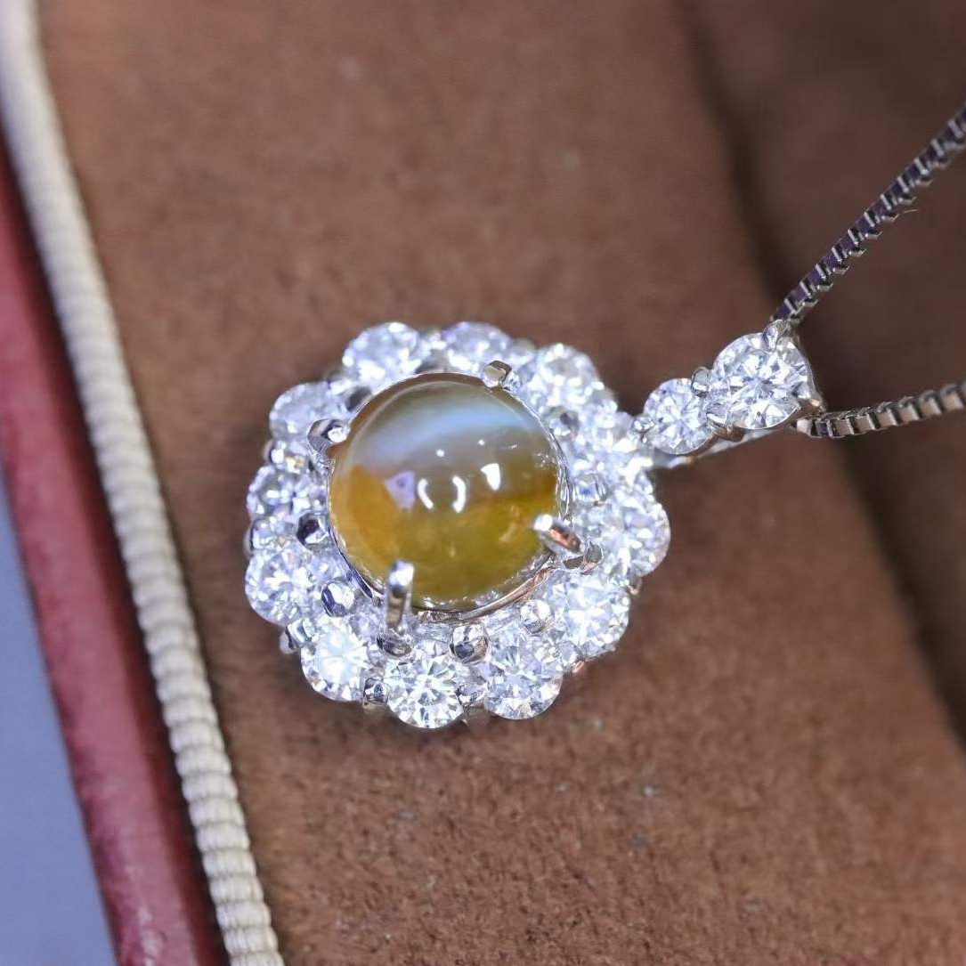 Chrysoberyl Pendant Honey-Colored Women's Jewelry Designer Jewelry High-End Y1998