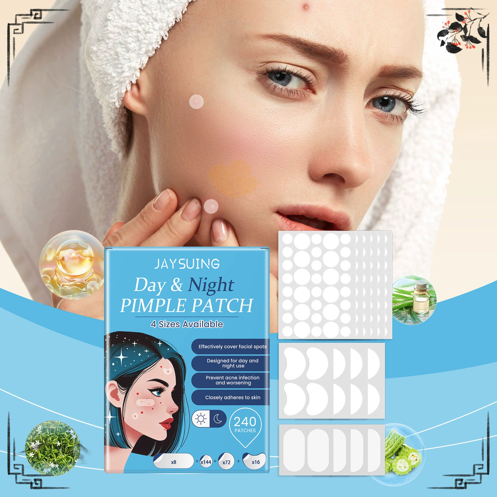 JAYSUING наклейка от прыщей днем и ночью