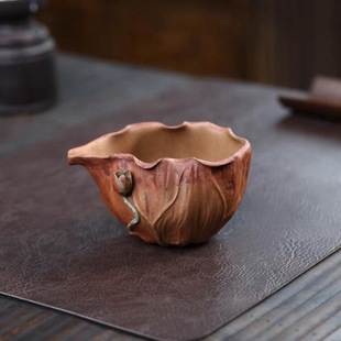 Yixing Purple Clay [He Yun Gong Dao Cup] Original Mineral Segment Clay Gong Dao Cup Handmade Clay Painted Lotus Gong Dao Cup Tea Divider