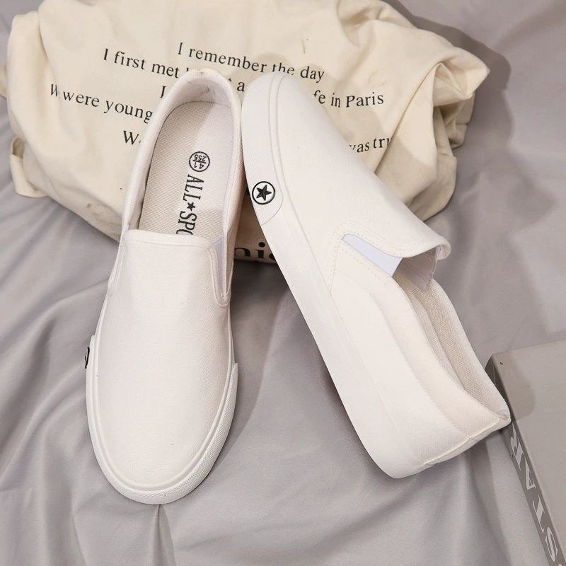 Весенне-осенняя новая Корейская мужская обувь, ленивые туфли без шнуровки для влюбленных, Повседневная Белая обувь, парусиновая обувь для мужчин оптом
