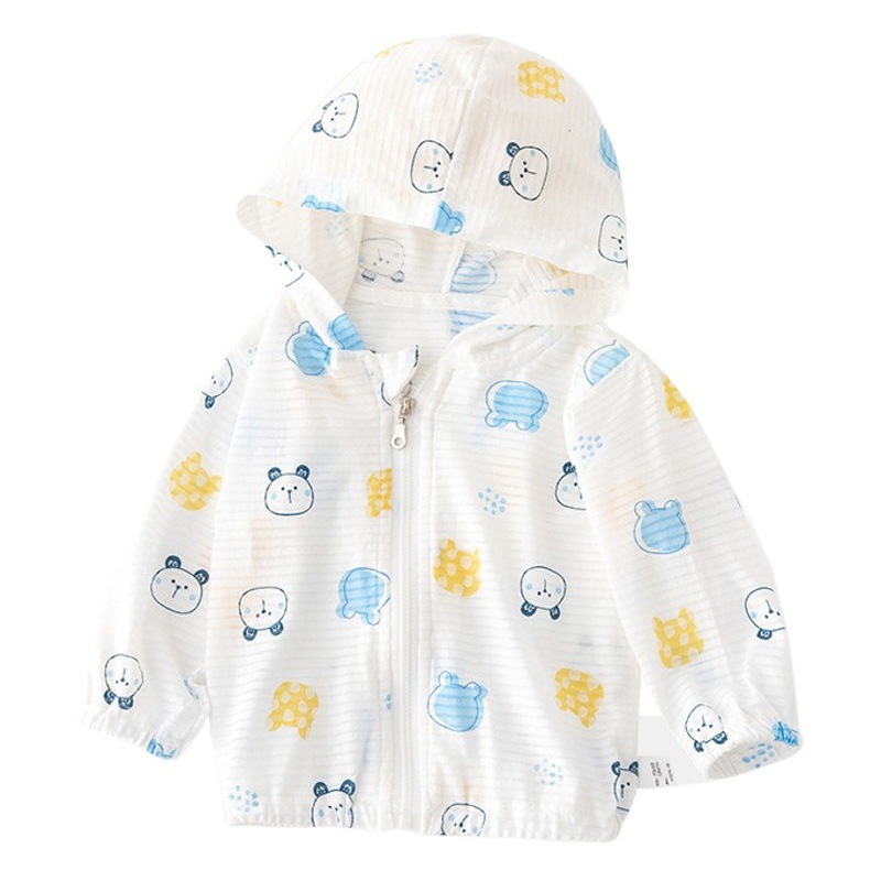Children's Sunscreen Clothing Baby's Sunscreen Clothing Baby Summer Thin Air-conditioning Shirt for Boys and Girls Breathable Pure Cotton Jacket Summer Clothing