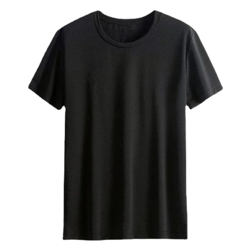 Camiseta de manga corta de seda de hielo de verano para hombres 2022 nuevo verano de gama alta cuello redondo media manga camiseta de secado rápido ropa superior con sensación de hielo