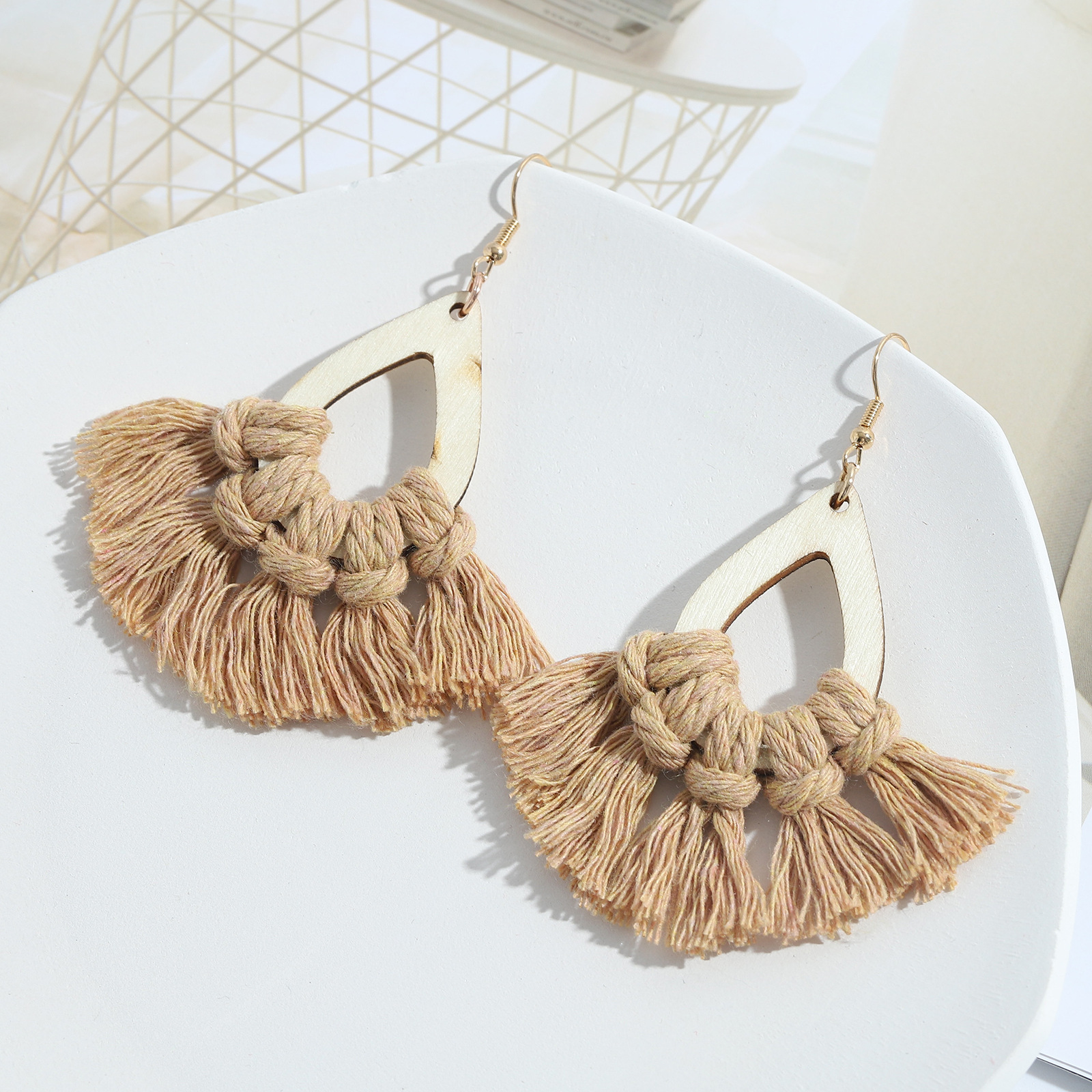 Casual Ethnic Style Geometric Cotton Thread Tassel Women's Drop Earrings 1 Pair display picture 77