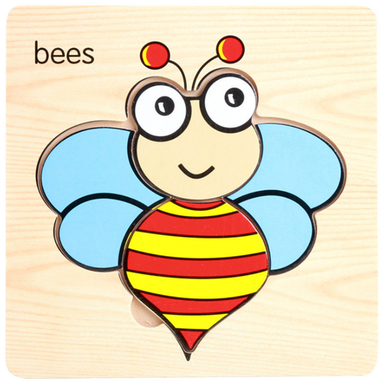 Nuevo rompecabezas tridimensional de madera de mano tráfico animal marino Ilustración cognición rompecabezas infantil juguete de rompecabezas de educación temprana