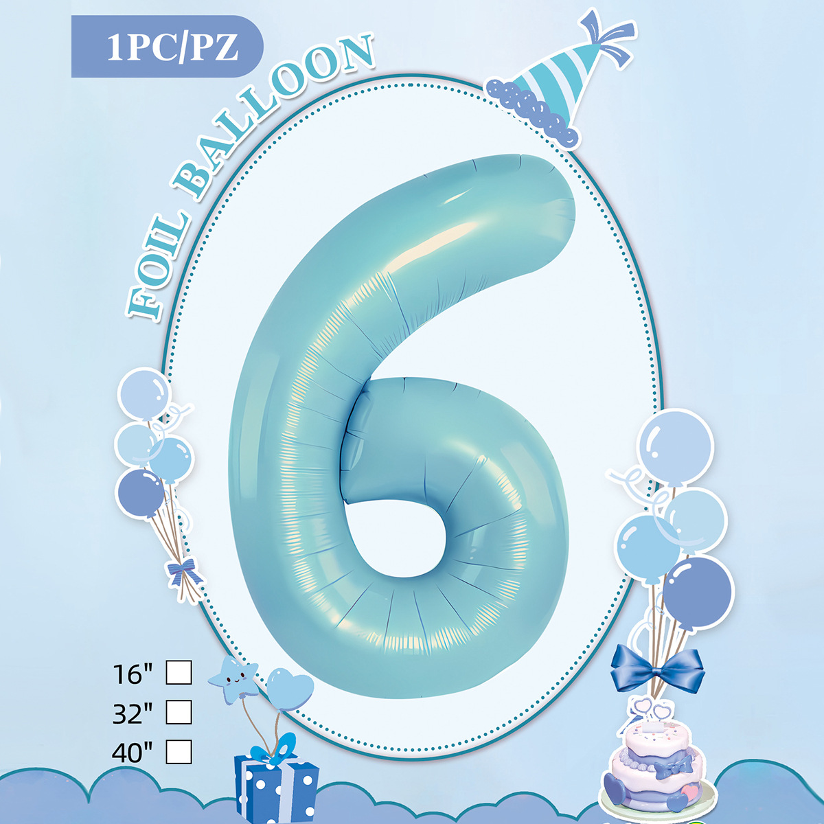 Embalaje de tarjeta de papel independiente digital de cumpleaños impreso en blanco de 32 pulgadas, decoración de fiesta de la versión estadounidense, película de aluminio, decoración de globos de papel de aluminio