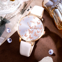 新款蝴蝶表面女手表外贸时尚女士石英表热销新品女腕表套装批发1