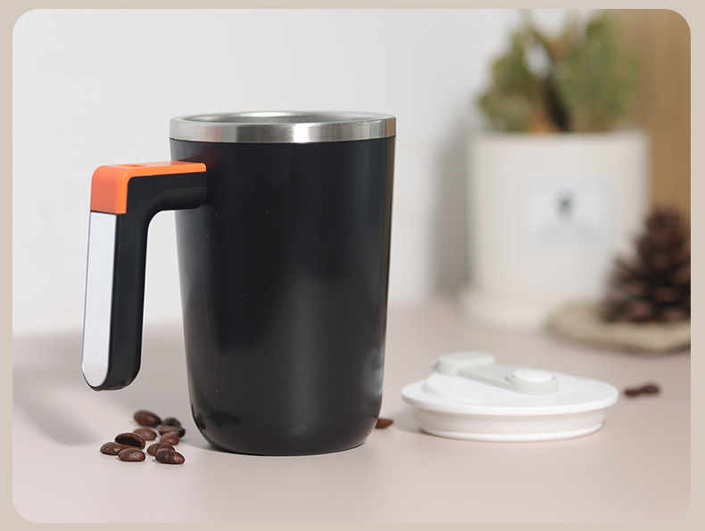 Taza de mezcla de calentamiento de temperatura constante retro taza de mezcla de café eléctrica batería incorporada taza de mezcla magnética de acero inoxidable 304