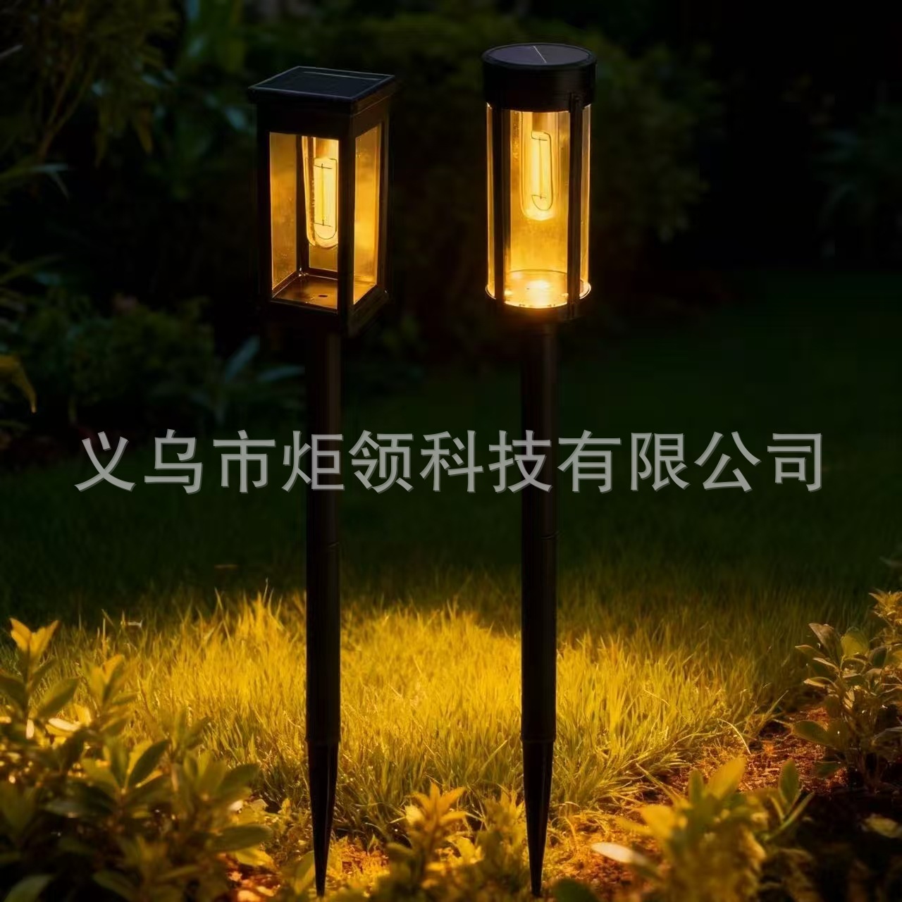 跨境专供太阳能地插灯户外庭院灯花园装饰灯防水家用草坪钨丝灯