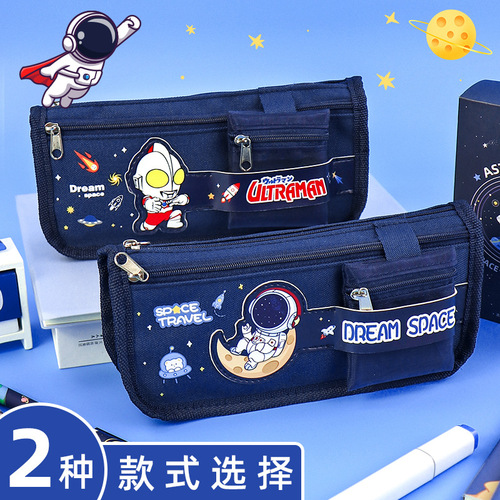 Large capacity pencil bag wholesale boys Ultraman stationery bag primary school student pencil case storage bag girl canvas pencil bag