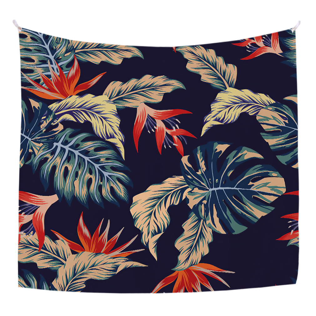 跨境背景布热带植物图案挂布直播间出租房装饰墙布 卧室床头挂毯