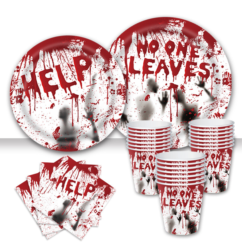 Home & Garden Ghost Festival atmosphere decoration theme party event tableware set dinner plate disposable holiday supplies_voghion.com