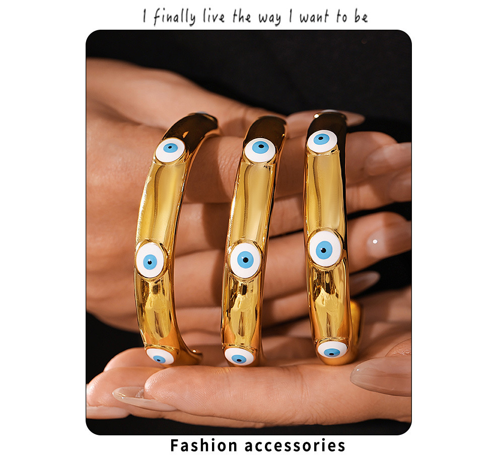 Bracelet œil de diable en acier titane à effet goutte d'huile, accessoire de bracelet personnalisé léger, luxueux et original._voghion.com