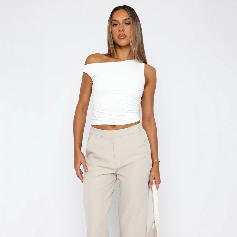2025 Women's Fashion Slim-fit All-match Vest Shoulder-exposed Design Go-out Dating Club Wear Sexy Solid Color 2025 Women's Fashion Slim-fit All-match Vest Shoulder-exposed Design Go-out Dating Club Wear Sexy Solid Color