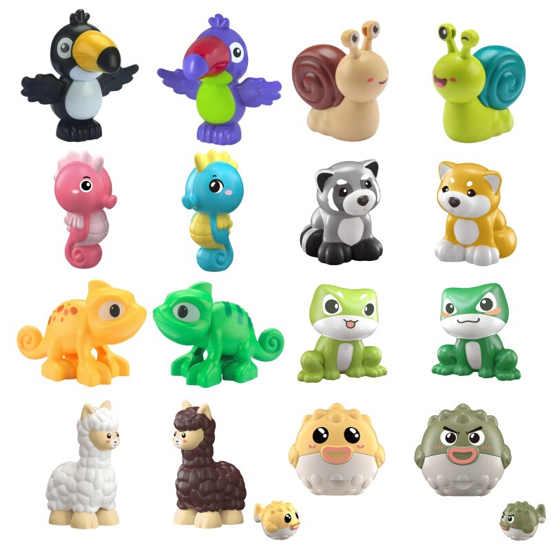 Large Particle Building Blocks Cartoon Animal Accessories Toys Children's Play House Cognitive Early Education Animal Dolls Wholesale