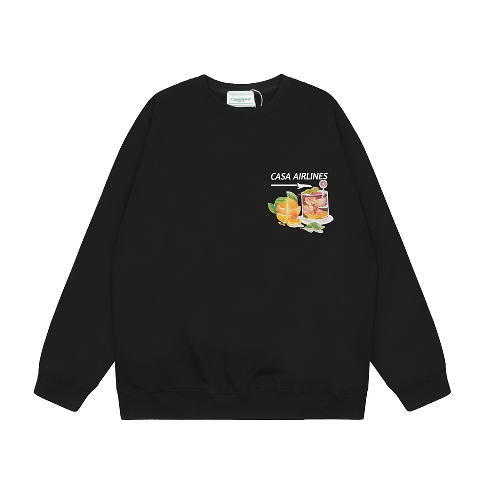 Marca de moda transfronteriza Casablanca letras de Casablanca impresión de color 380g lazo camiseta de cuello redondo