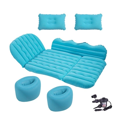 Vehicle-mounted inflatable bed, bed for children and babies, suitable for - default-item-37-reclining-seat-with-large-side-support-flocked-blue-double-cushion-car-pump