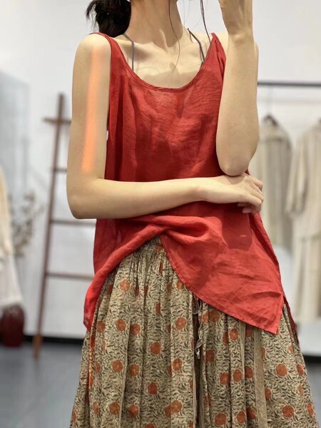 Summer solid color base light and thin breathable vest sleevless