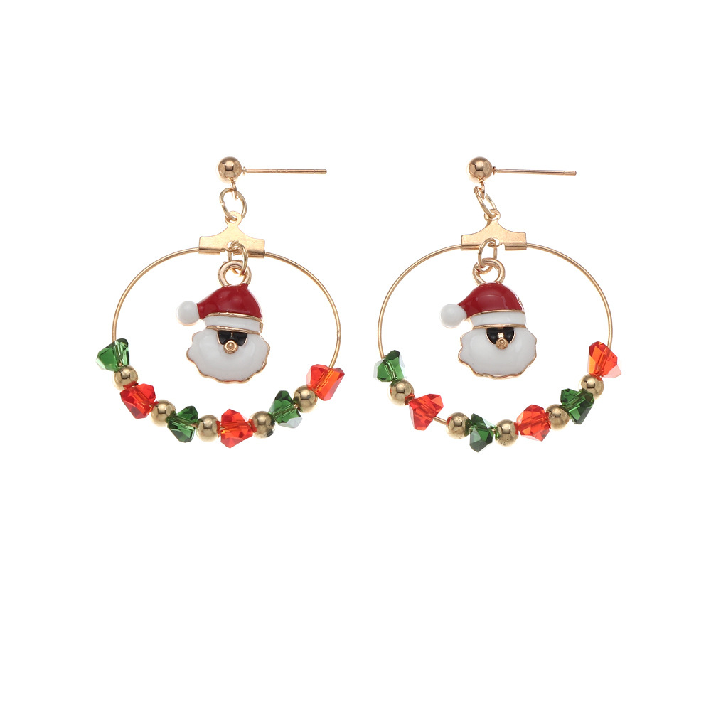 Christmas Asymmetrical Earrings European And American Retro Oily Snowman Winding Christmas Tree Earrings display picture 7