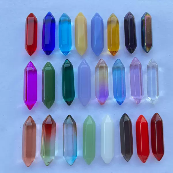 Approximately 32X8Mm Crystal Bullet-Shaped Double-Pointed Hexagonal Column Yoga Stone Necklace Pendant Loose Stone Accessory