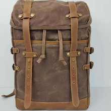 欧美复古帆布男包休闲双肩背包户外旅行包书包油蜡帆布防水电脑包