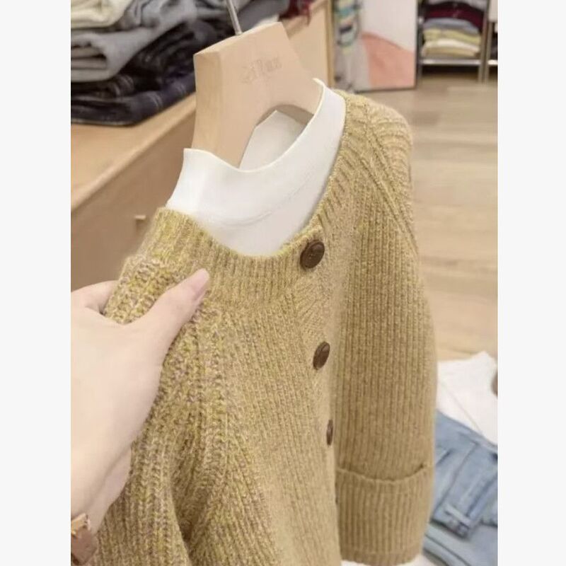 New Stylish Short Sweater Cardigan for Summer, Slimming and Versatile Solid Color Round Neck New Cardigan Top