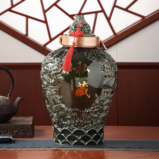 Jingdezhen High-Temperature Ceramic Wine Bottle and Wine Jar 10kg Wine Jar Carved Dragon Jar Private Collection Liquor Bottle Manufacturer Wholesale