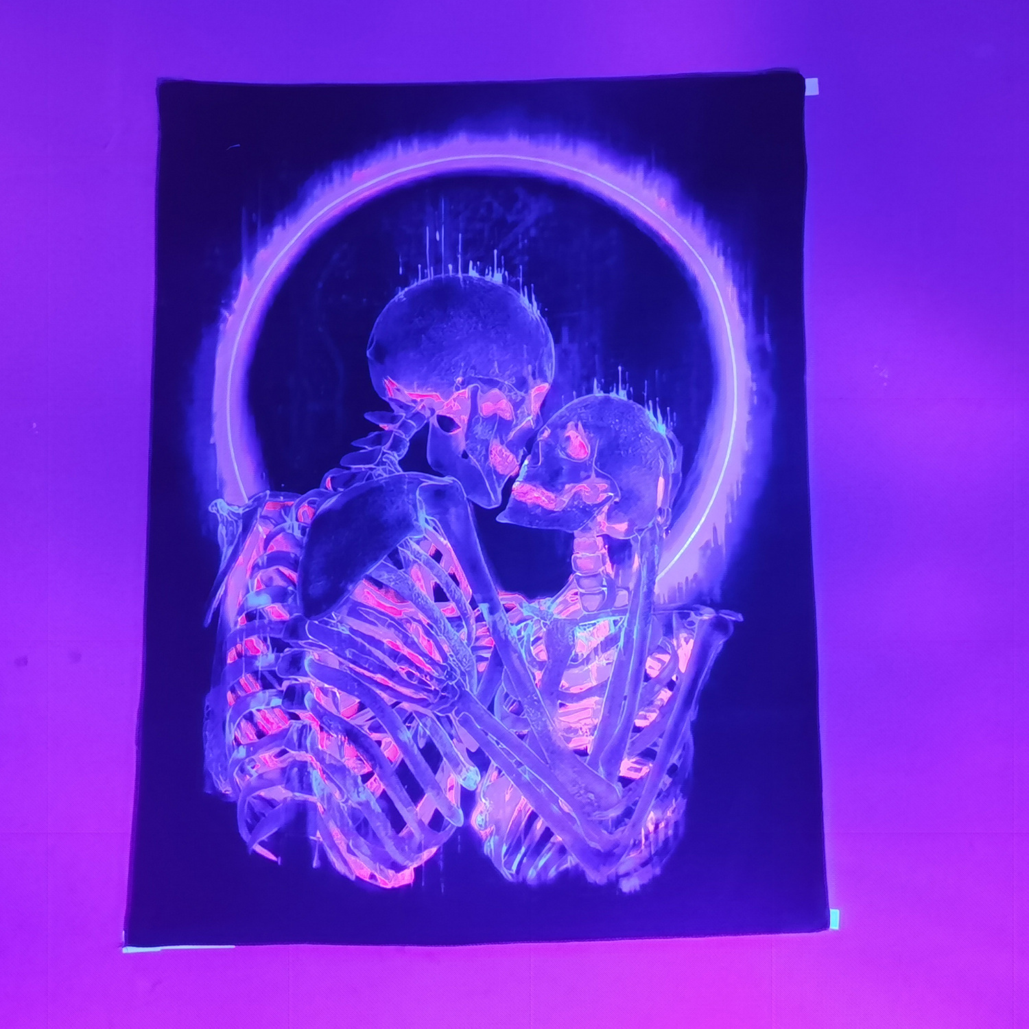 Home tapestry Fluorescent UV light psychedelic Datura background decorative cloth Wall hanging cloth Psilocybin mushroom_voghion.com