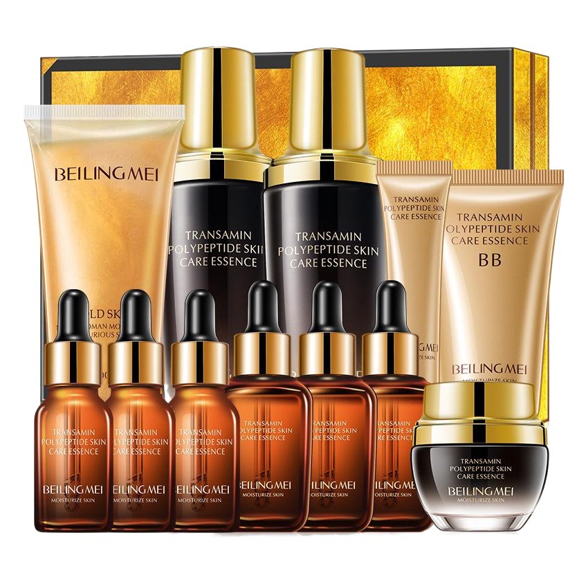 Beilingmei oro Señora de lujo mascota de nueve piezas de productos de cuidado de la piel traje hidratante cuidado facial Señora crema oupei