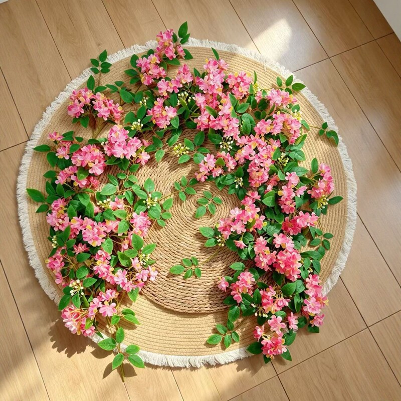 Artificial rattan wood-flavored flowers, fake flower vines for wedding decoration, indoor pipe coverings, scenic arches, corridor flower vine decorations