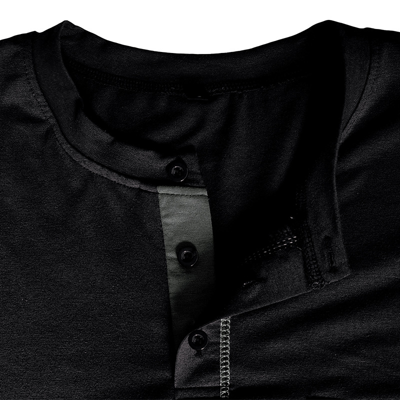 217g Weight Long Sleeve Sleeve Length Half Placket Placket Type Regular Sleeve Sleeve Type Cotton Blend Fabric Type Regular Top Length T-shirt Tops Type Daily Occasion Round Neck Neckline Breathable Function Regular Fit Fit Type Solid Color Pattern Spring, Autumn Season Men's Gender Casual Style Wholesale Men's Casual Solid Color Long Sleeve Men's Tops 33