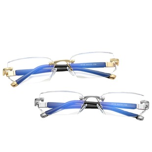 New anti-blue light reading glasses frameless trimming glasses for the elderly metal reading glasses exquisite glasses for the elderly wholesale
