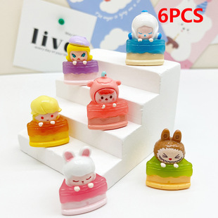 Luminous Cartoon 3D Cute Sp Cake Cutting Doll Cake DIY Keychain Resin Small Ornament Trendy Toy