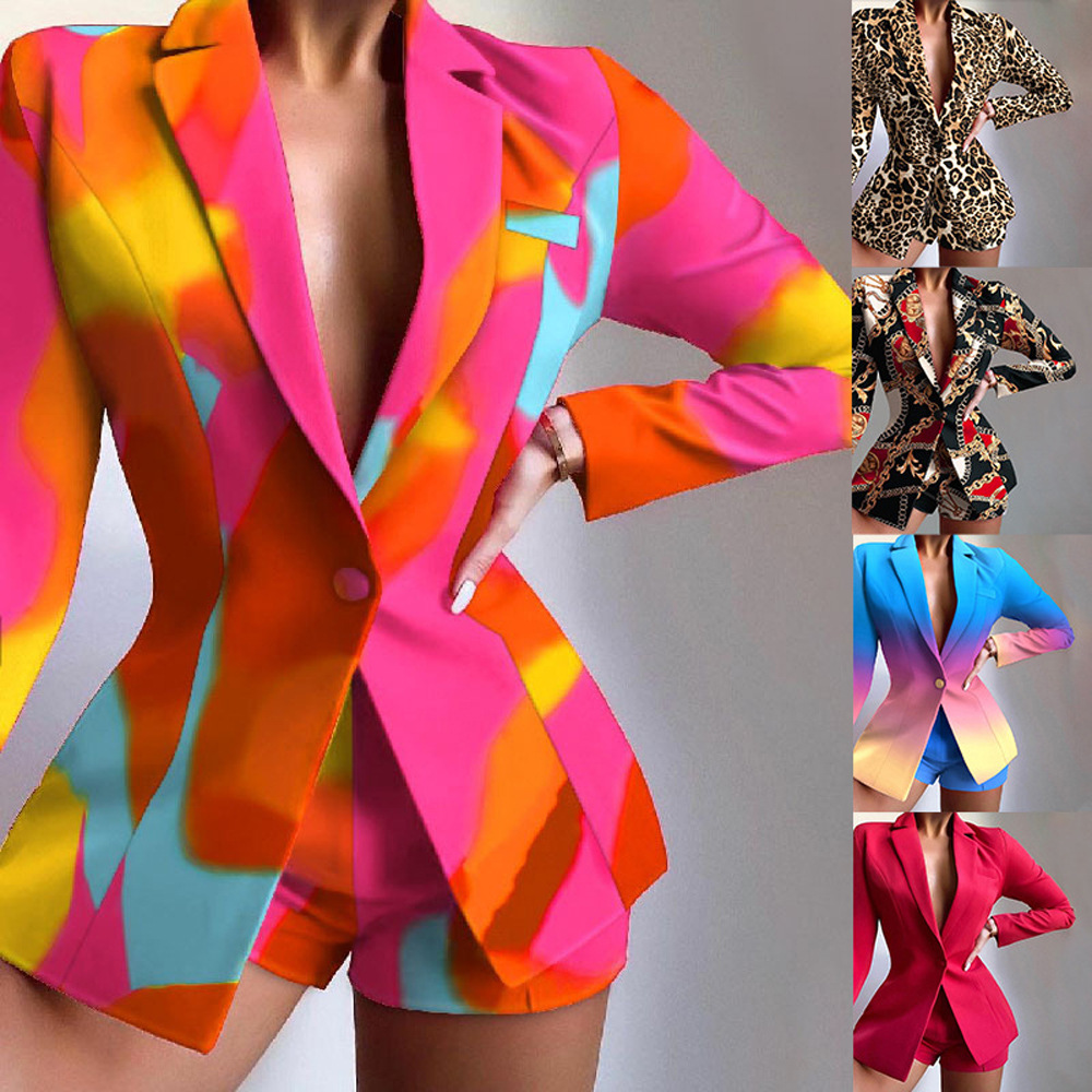 2024 Completo casual da pendolare, cappotto, pantaloncini, moda versatile, set da due pezzi da donna_voghion.com