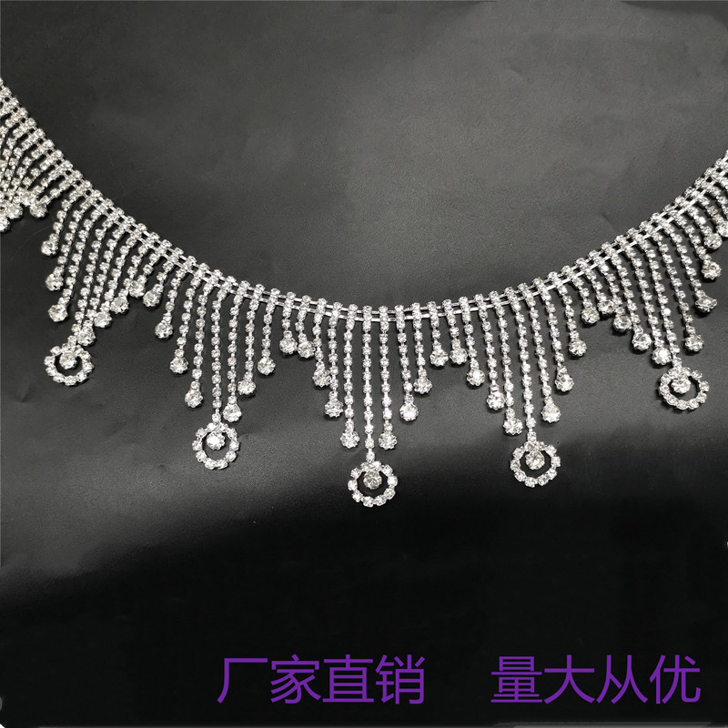 厂家直销钻链流苏三角波浪花边水钻烧焊链条婚纱礼服配饰装饰链