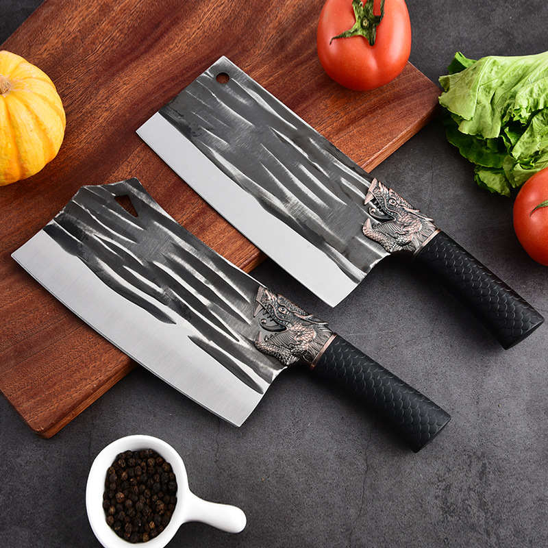 龍泉鍛打斬切刀砍骨刀鋒利切片刀切肉刀多功能屠宰剔骨刀家用菜刀