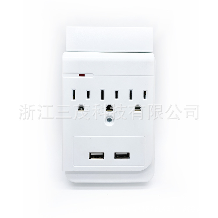 外贸美规3插2USB转换插座 手机支架托一转多用途转换插 美标认证
