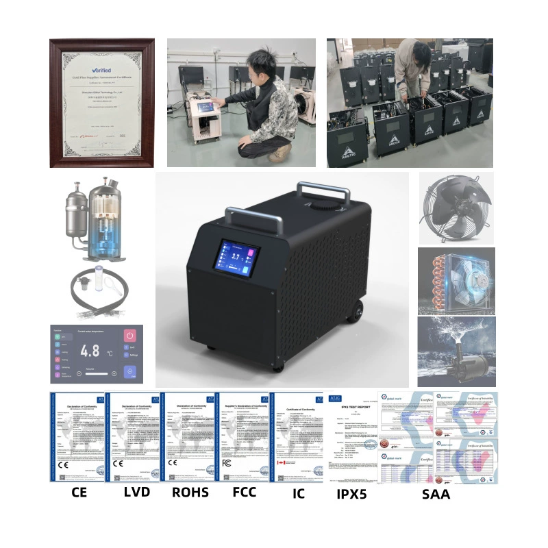 Производитель обрабатывает и производит полностью автоматический интеллектуальный бассейн небольшой ледяной банный чиллер с водяным насосом фильтр чиллер