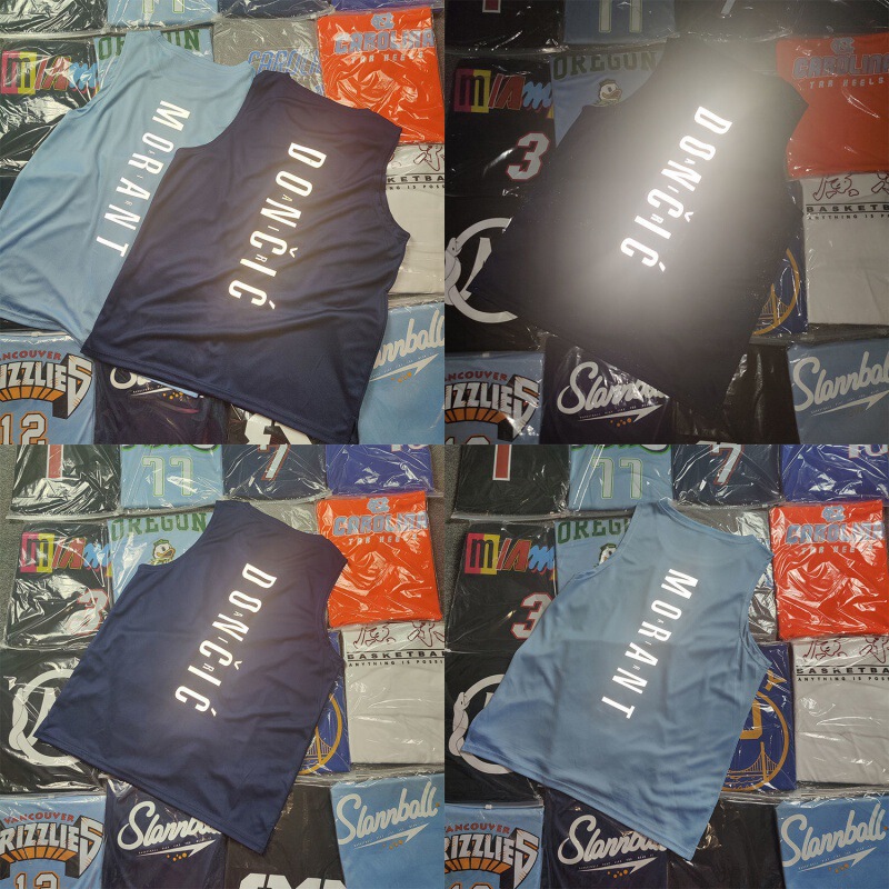 Cross-border waistcoat running reflective sleeveless fitness T-shirt American Jersey quick-drying custom logo basketball vest
