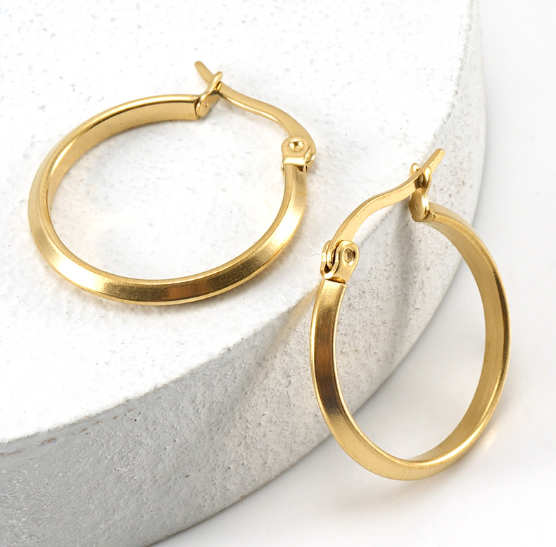 Simple Style Round Stainless Steel Hoop Earrings Plating Stainless Steel Earrings display picture 1