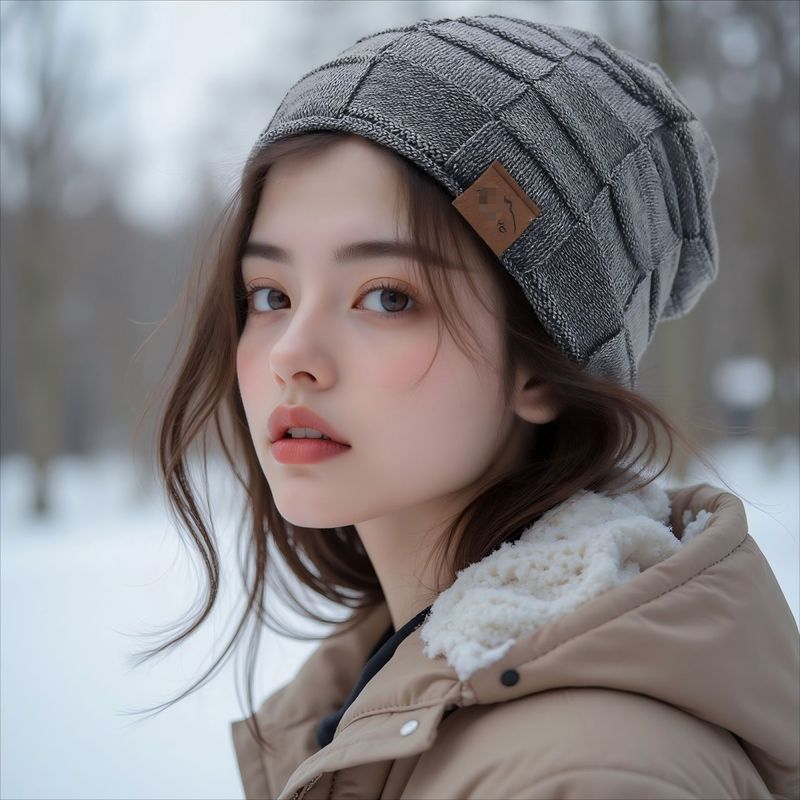 秋冬加绒混色百搭毛线针织帽保暖时尚套头帽欧美冬季女帽跨境|undefined