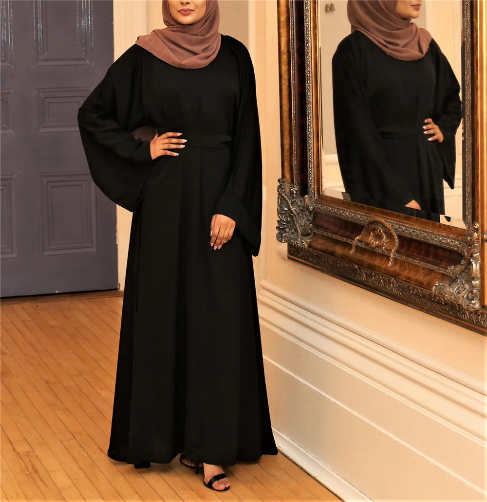 基础款跨境中东女装阿拉伯长袍纯色大码连衣裙Muslim Abaya详情18