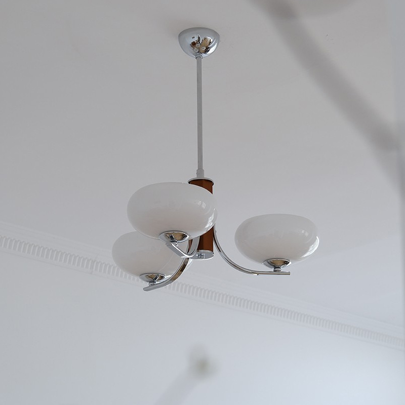 Araña de comedor de dormitorio de madera maciza nórdica medieval Araña de sala de estudio de mcm de troncos retro francés Lámpara de Zhongshan