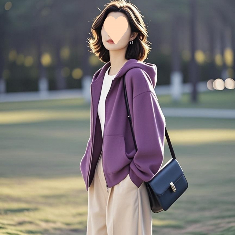 2025早春新款小个子设计感百搭高级小众不撞款绿色开衫卫衣外套女|undefined