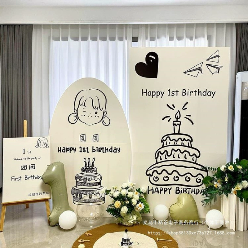 Корейский стиль, украшение на первый день рождения, украшение сцены, фон, стена для мальчиков и девочек, детская вечеринка, доска, шелковый цветок, универсальный кот