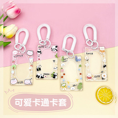 Cute Cartoon Hard Card Case Student Campus Card Library Card Protective Case Double-sided Transparent Slider Embossed Card Holder