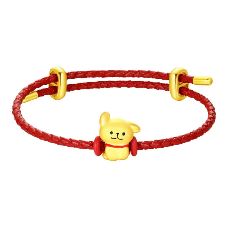 999 순금 라인 도그(레드 가죽 로프)