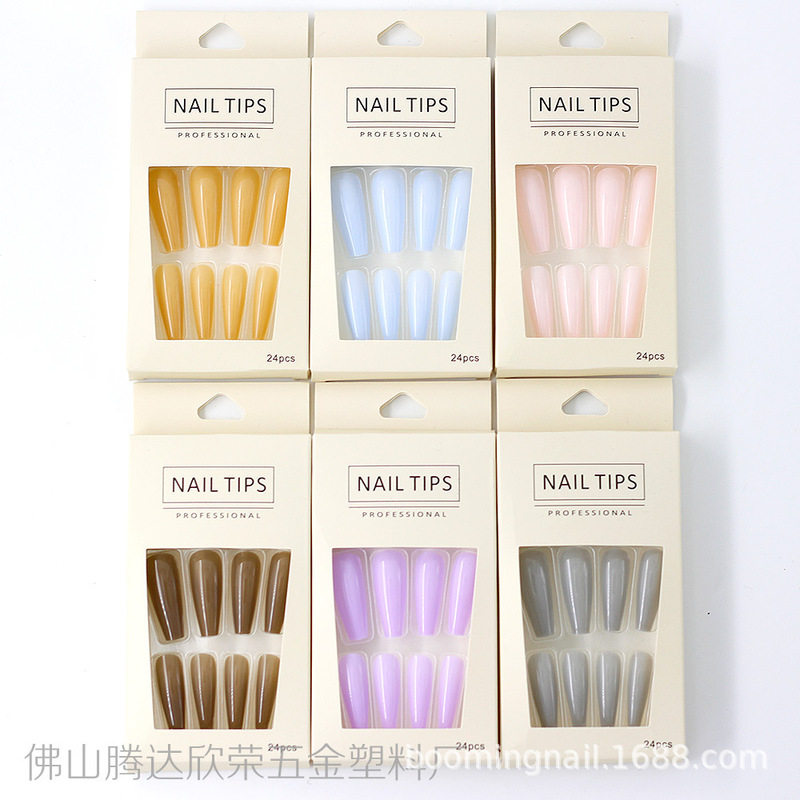 Cross-Border New Style Seamless Pure Color Nude Wearable Nails European and American Jelly Coffin Fake Nails Finished Nail Art Nails 24 Pieces Cross-Border New Style Seamless Pure Color Nude Wearable Nails European and American Jelly Coffin Fake Nails Finished Nail Art Nails 24 Pieces